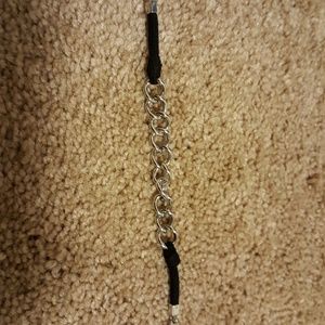 Fossil suede and silver bracelet